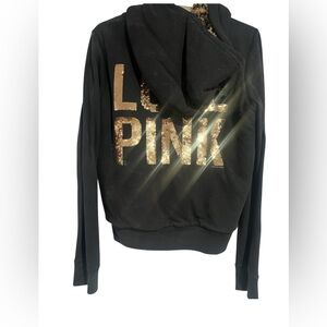 Vs pink faux fur hoodie leopard print in Black Size Large